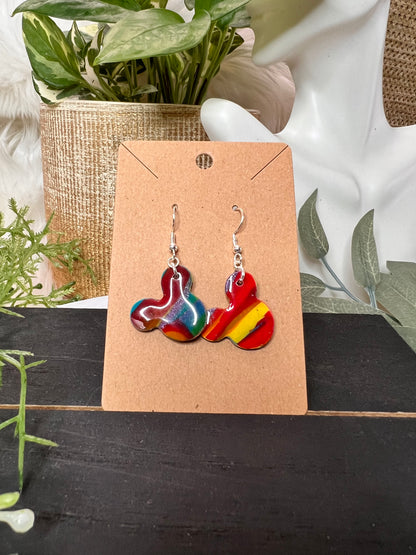 Small Rainbow Mouse Hook Earrings
