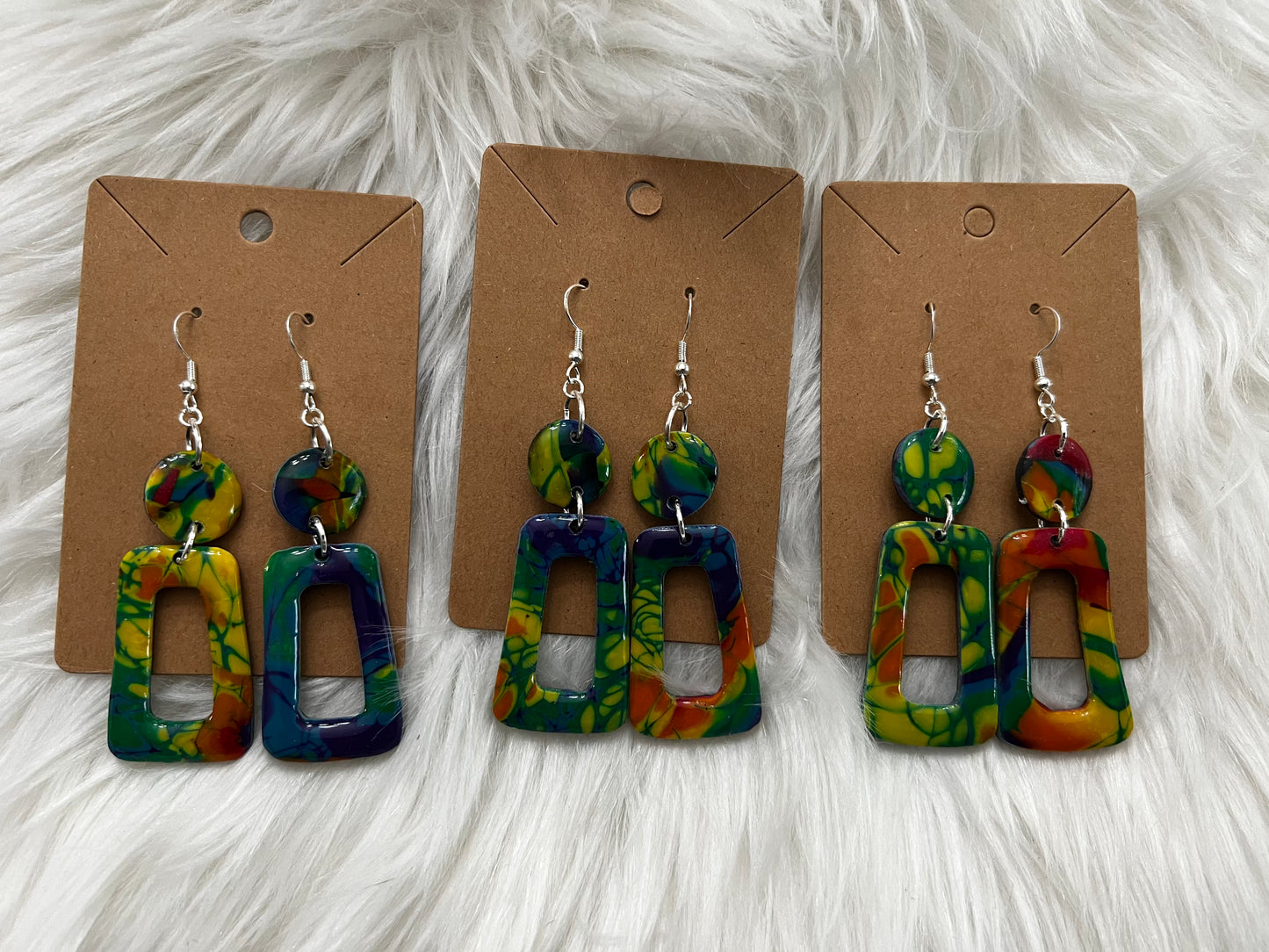 Mokume-gane Dangle Hook Earrings