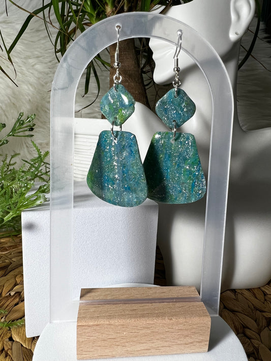 Large Aqua Hook Earrings