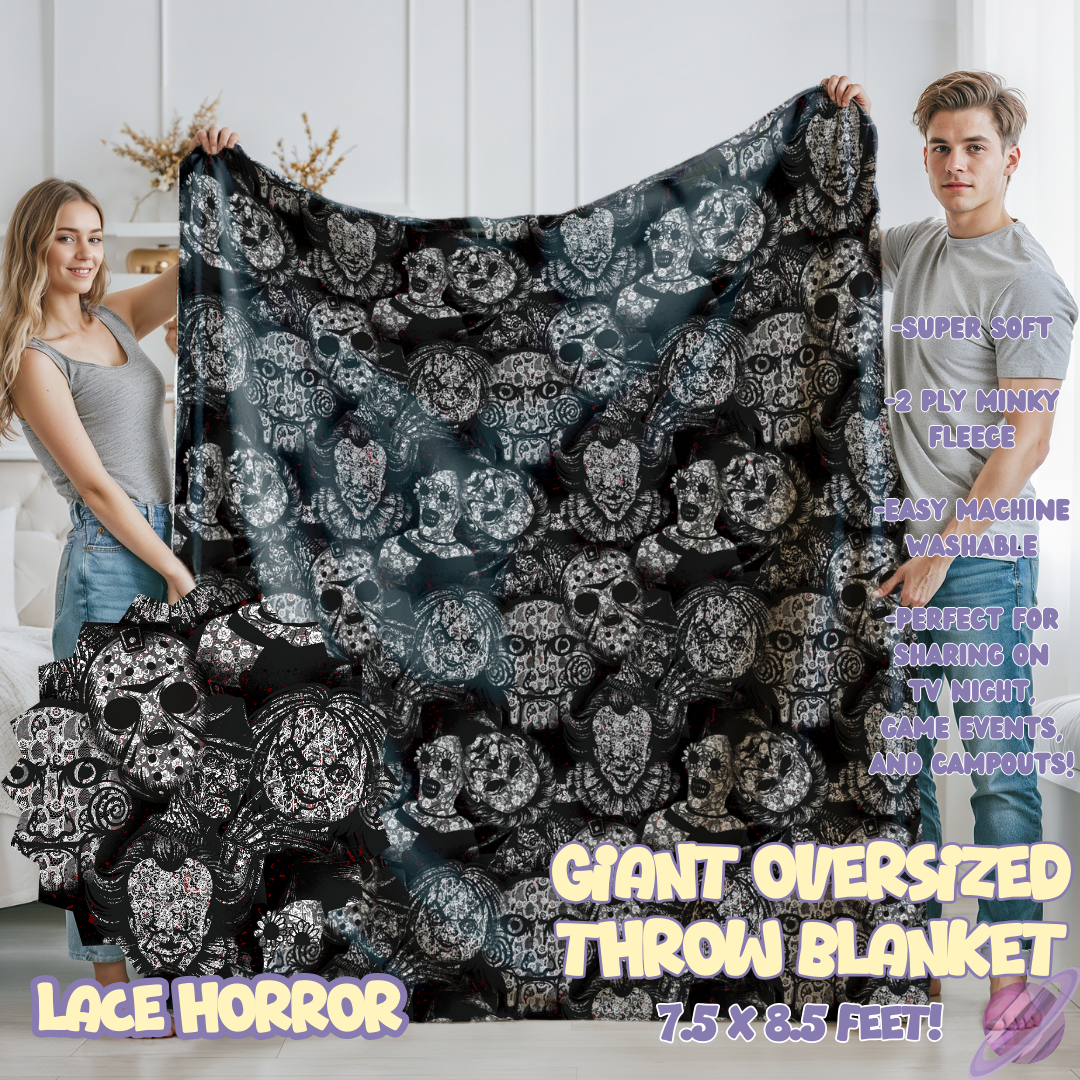 LACE HORROR- GIANT SHAREABLE THROW BLANKETS ROUND 12-PREORDER CLOSING 3/2