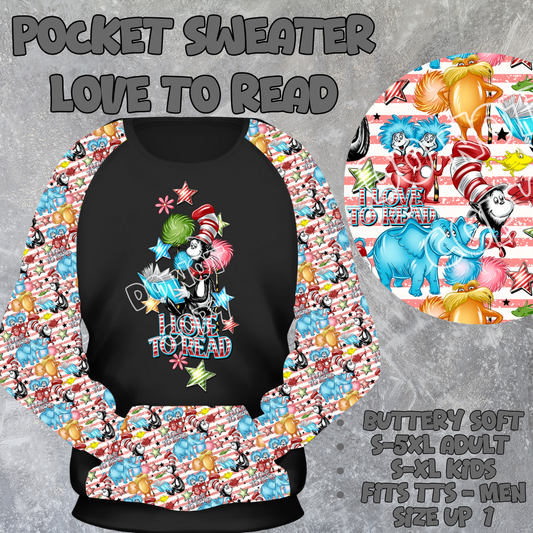 LOVE TO READ - POCKET SWEATSHIRT - POCKET SWEATER OUTFITS 2 PREORDER CLOSING 2/19