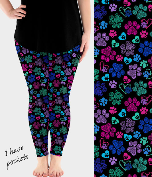 RTS - Mandala Paws Leggings w/ Pockets