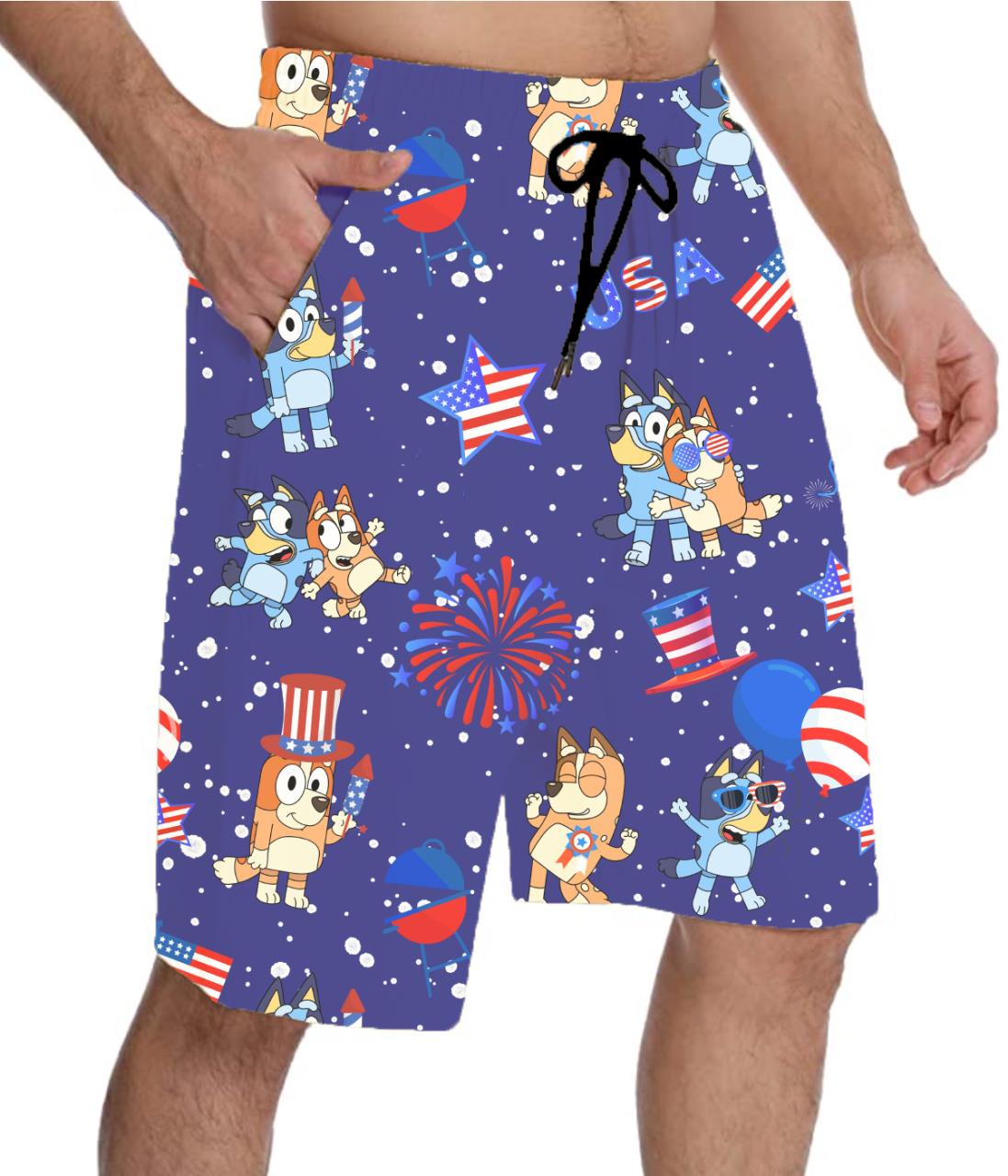 Red, White, & BLUE Men's Jogger Shorts