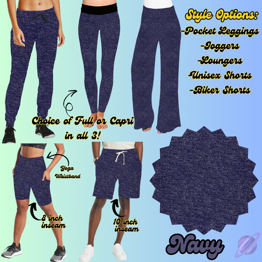 NAVY - LEGGING/JOGGER/LOUNGER/SHORTS - COLOR DENIM RUN PREORDER CLOSING 1/22