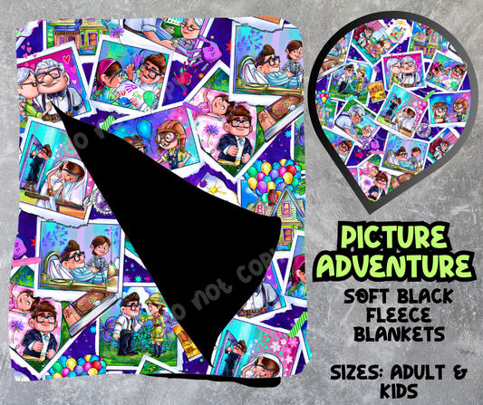 PICTURE ADVENTURE - SOFT BLACK FLEECE THROWS 8 - PREORDER CLOSING 2/21