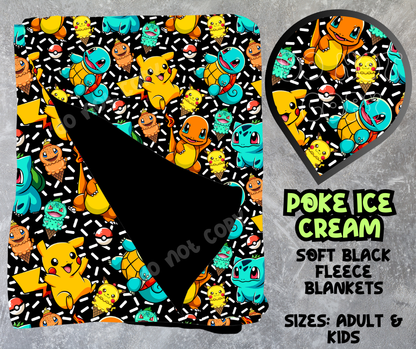 POKE ICE CREAM - SOFT BLACK FLEECE THROWS 8 - PREORDER CLOSING 2/21