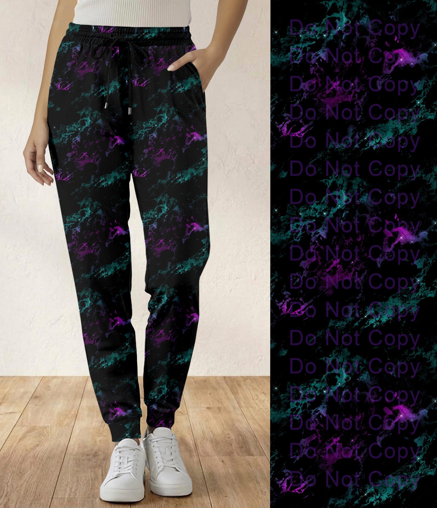 RTS - Purple and Teal Galaxy Jogger Pants with Pockets