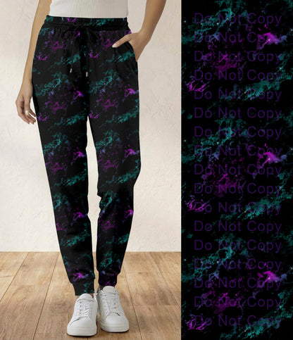 RTS - Purple and Teal Galaxy Jogger Pants with Pockets