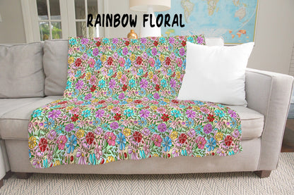 RAINBOW FLORAL- GIANT SHAREABLE THROW BLANKET