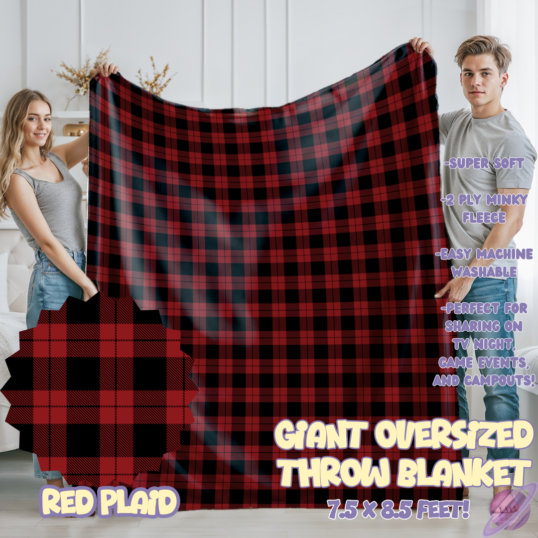 RED PLAID- GIANT SHAREABLE THROW BLANKETS ROUND 12-PREORDER CLOSING 3/2