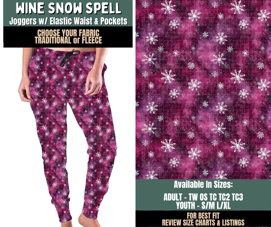 Preorder! Closes 9/17. ETA Dec. Wine Snow Spell Joggers Choose Fleece or Traditional