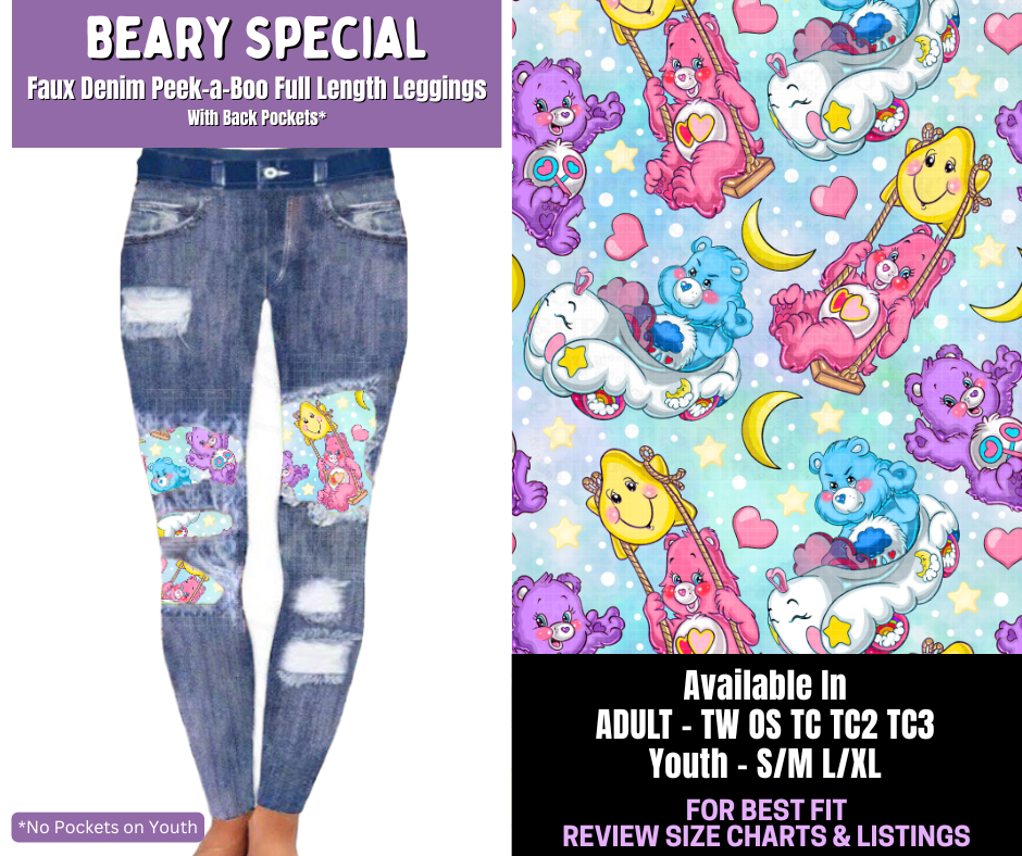 Preorder! Closes 12/18. ETA March. Beary Special Full Length Faux Denim Peekaboo