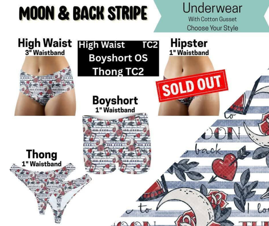 Moon & Back Stripe High Waist, Boyshort, & Thong Underwear