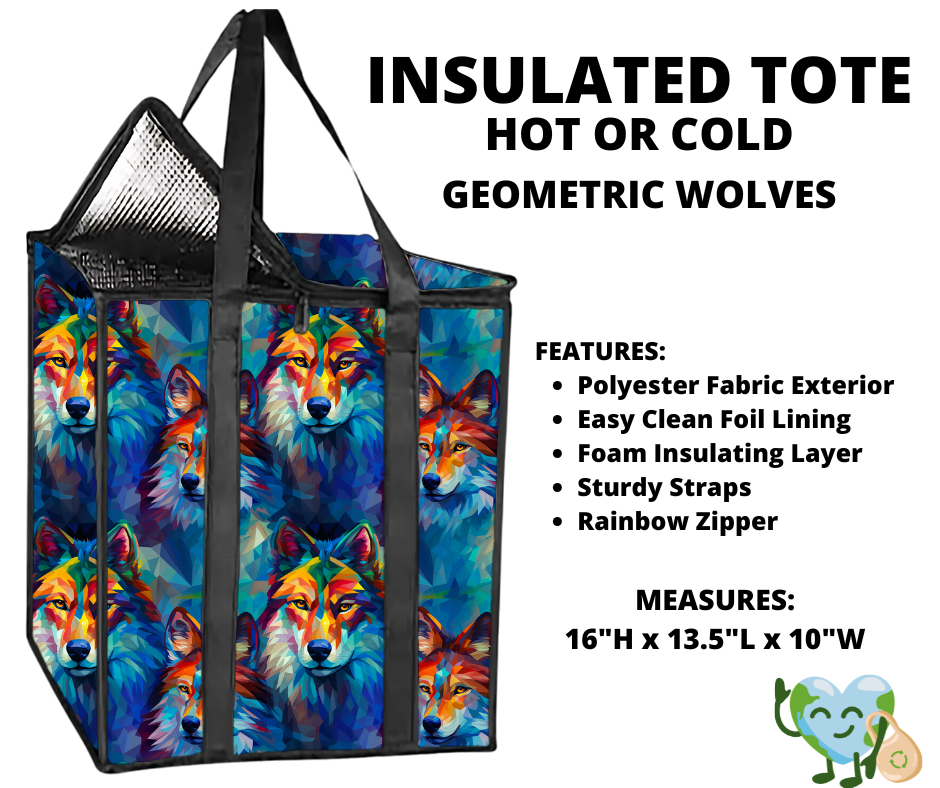 Geometric Wolves Insulated Tote