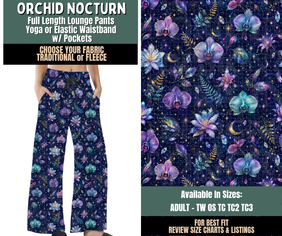 Preorder! Closes 9/17. ETA Dec. Orchid Nocturn Lounge Pants Choose Fleece or Traditional