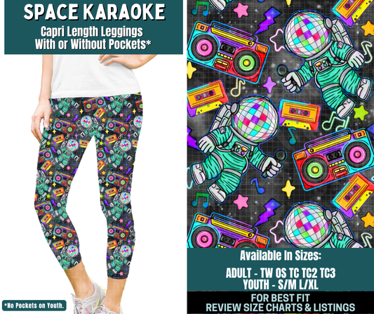 Preorder! Closes 2/5. ETA May. Space Karaoke Capri Length Leggings w/wo Pockets