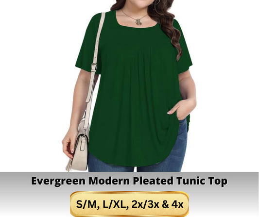 Evergreen Pleated Tunic Top