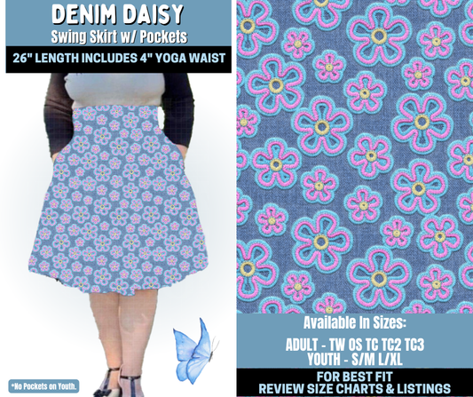Preorder! Closes 1/15. ETA April. Denim Daisy Swing Skirt