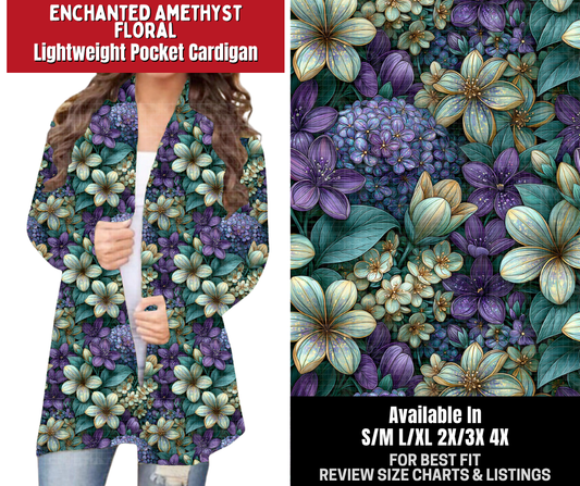 Preorder! Closes 10/26. ETA Jan. Enchanted Amethyst Floral Pocket Cardigan