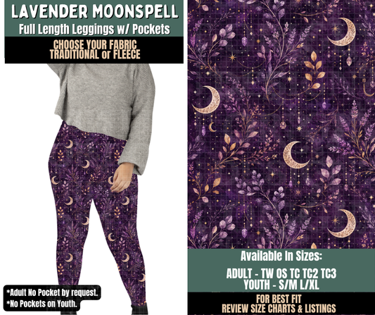 Preorder! Closes 9/17. ETA Dec. Lavendar Moonspell Leggings Choose Fleece or Traditional