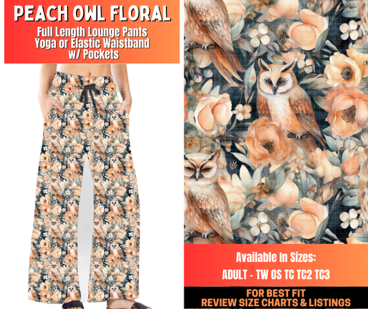 Preorder! Closes 12/29. ETA March. Peach Owl Floral Full Length Lounge Pants