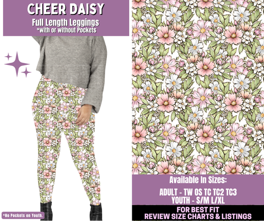 Preorder! Closes 1/14. ETA April. Cheer Daisy Full Length Leggings w/wo Pockets
