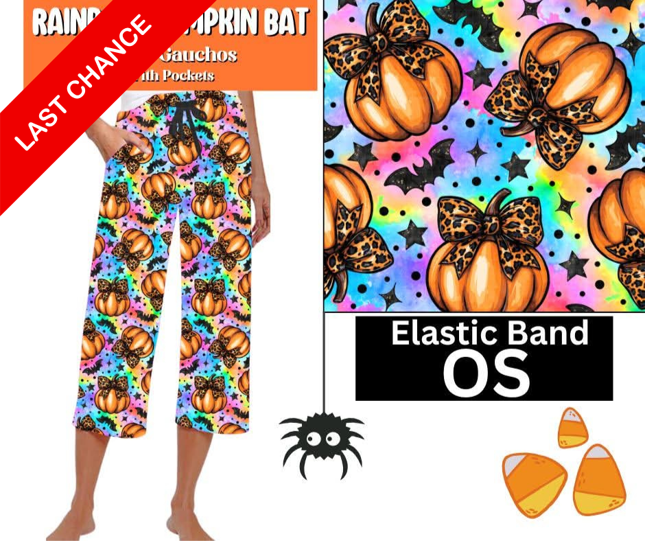 Rainbow Pumpkin Bat Capri Gauchos