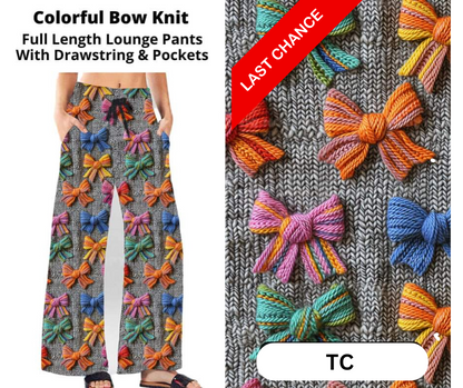 Colorful Bow Knit Full Length Lounge Pants