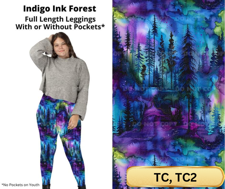 Indigo Ink Forest Full Length Leggings w/ Pockets