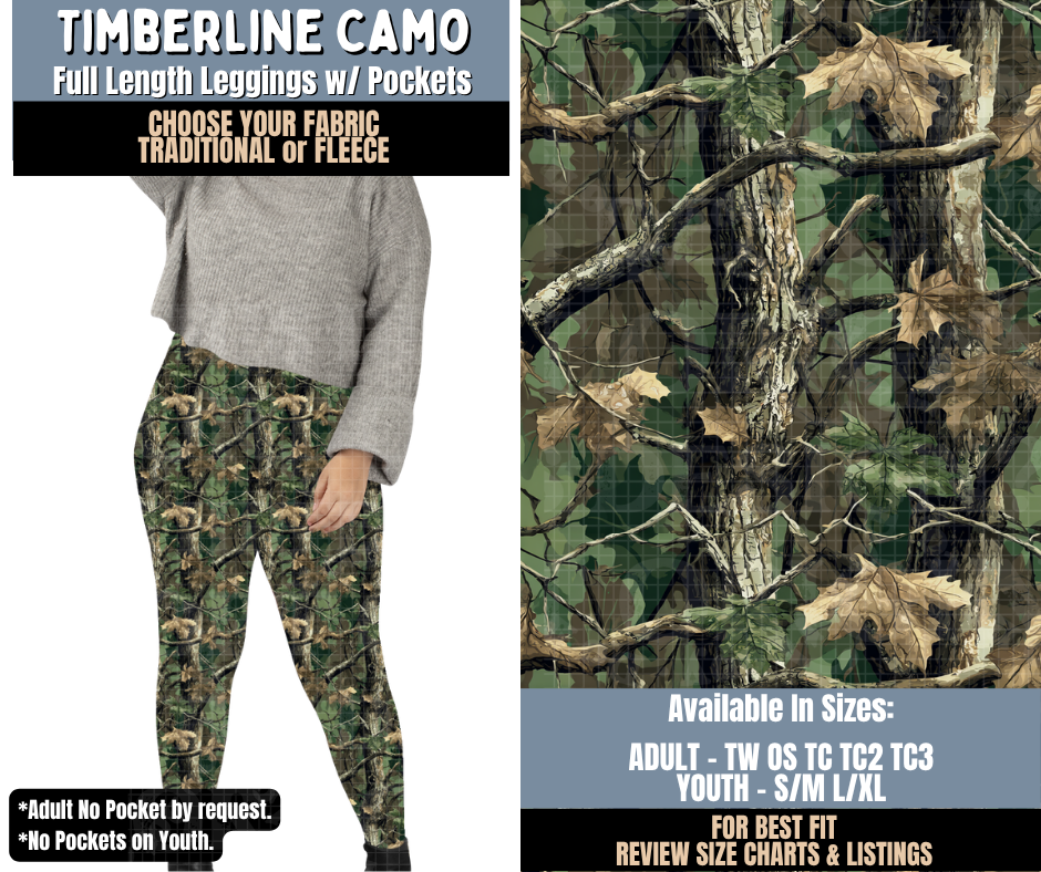 Preorder! Closes 9/24. ETA Dec. Timberline Camo Full Length Leggings w/wo Pockets