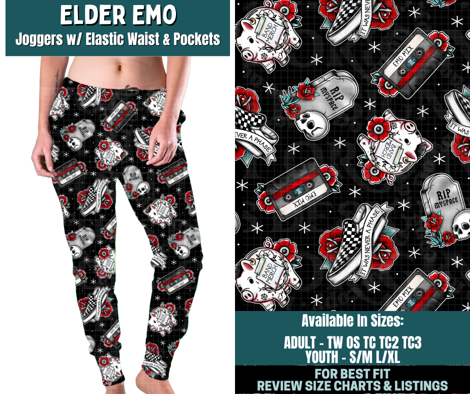 Preorder! Closes 2/5. ETA May. Elder Emo Joggers