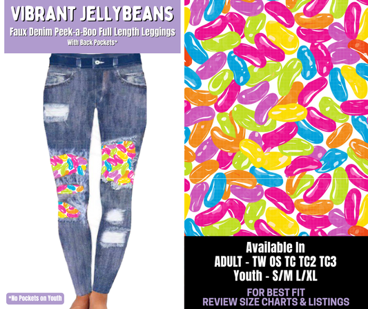 Preorder! Closes 1/22. ETA April. Vibrant Jellybeans Full Length Faux Denim Peekaboo