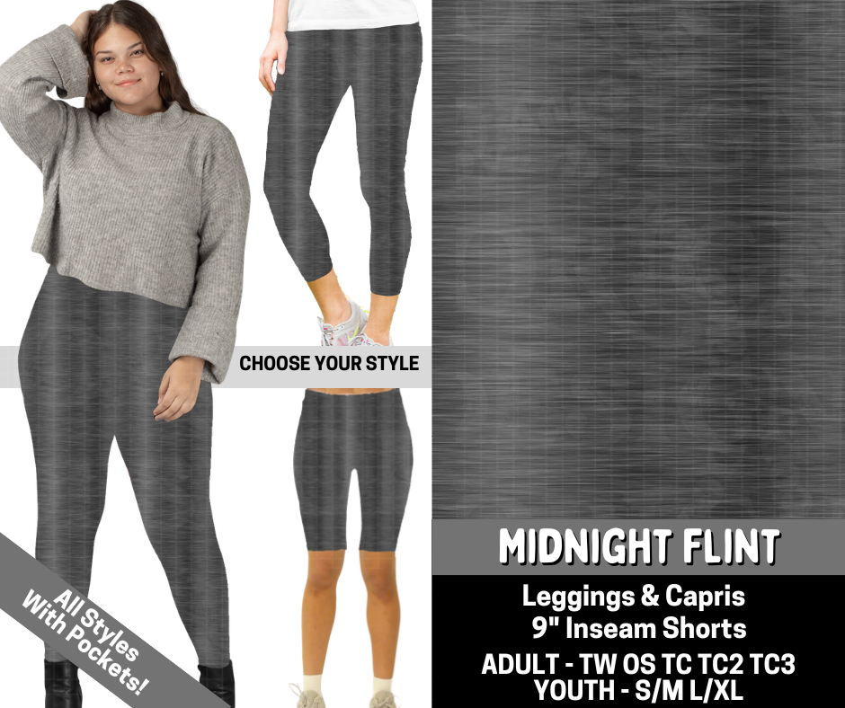 Preorder! Closes 6/15. ETA Sept. Midnight Flint Combo Legging Lengths