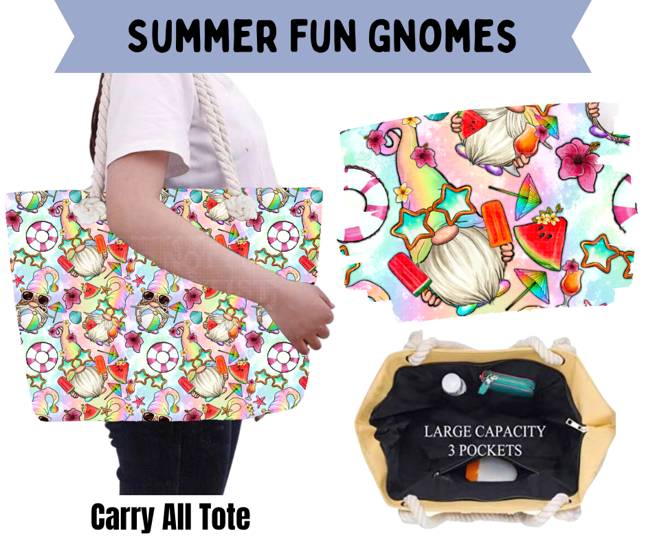 Preorder! Closes 5/21. ETA Aug. Summer Fun Gnomes Carry All Tote