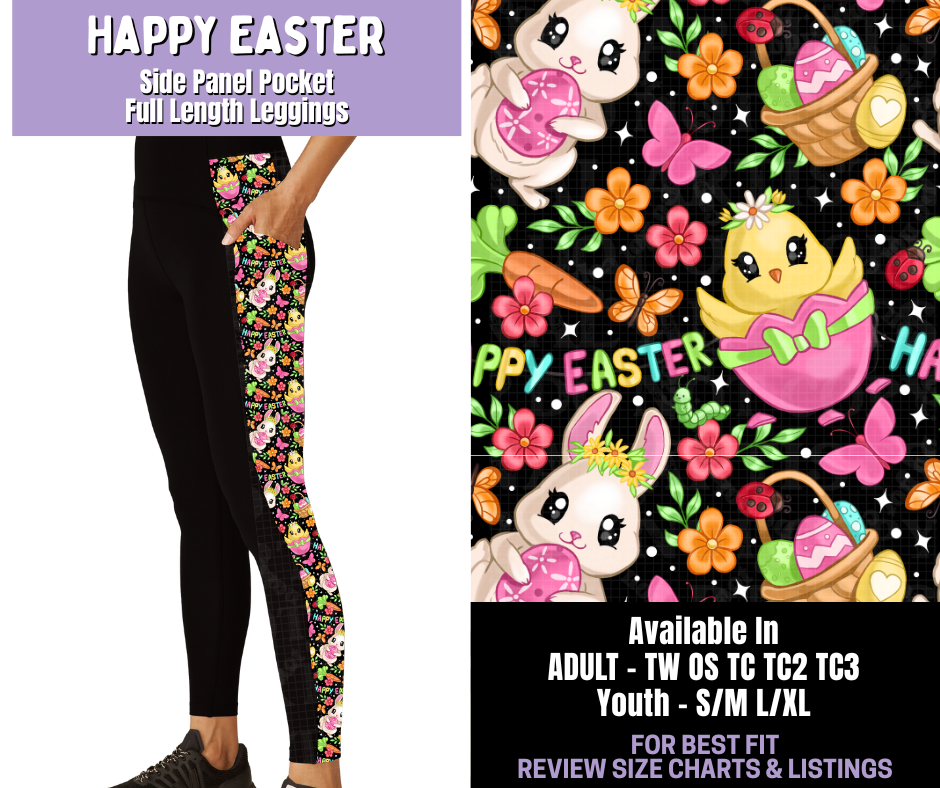 Preorder! Closes 1/22. ETA April. Happy Easter Side Panel Pocket Full Length Leggings
