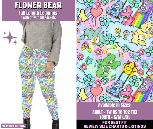 Preorder! Closes 1/14. ETA April. Flower Bear Full Length Leggings w/wo Pockets