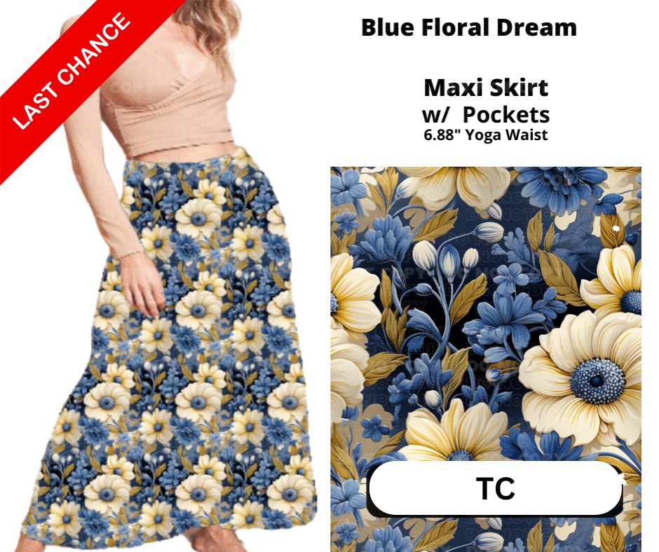 Blue Floral Dream Maxi Skirt