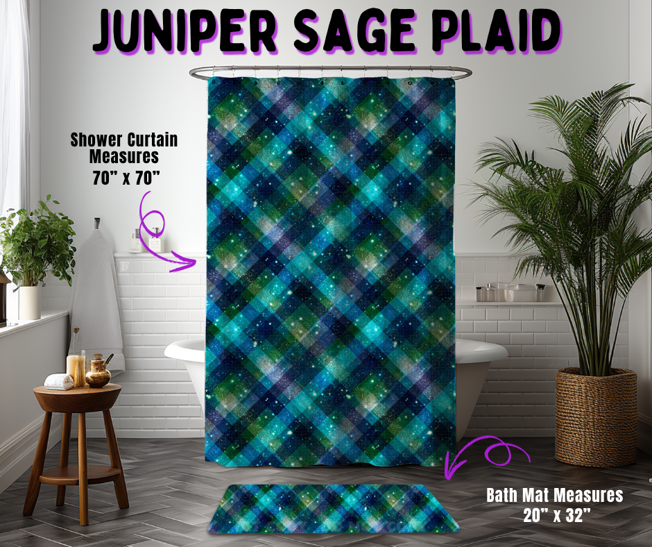 Preorder! Closes 10/21. ETA Jan. Juniper Sage Plaid Custom Shower Curtain and/or Bath Mat