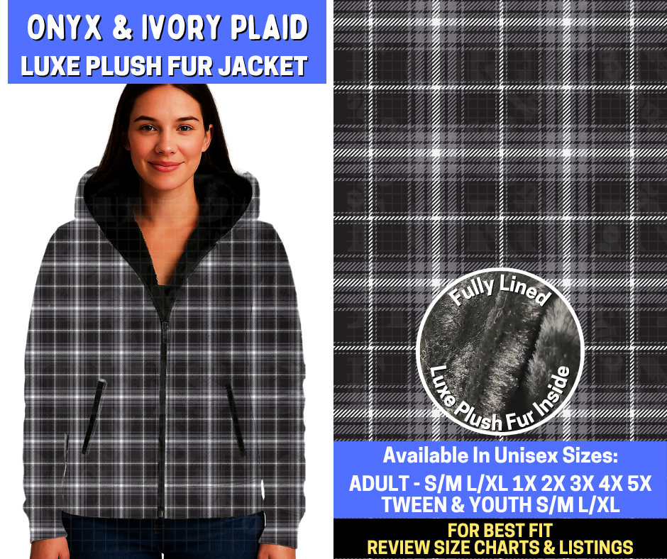 Preorder! Closes 10/29. ETA Jan. Onyx & Ivory Plaid Luxe Fur Jacket
