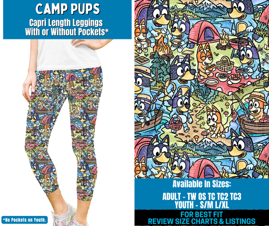 Preorder! Closes 2/2. ETA May. Camp Pups Capri Length Leggings w/wo Pockets