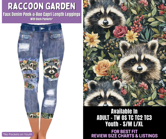 Preorder! Closes 12/18. ETA March. Raccoon Garden Capri Faux Denim Peekaboo