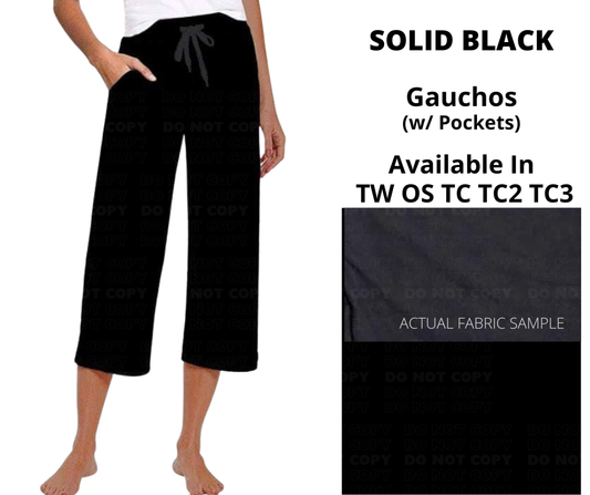 Preorder! Closes 12/24. ETA March. Solid Black Capri Gauchos