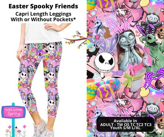 Preorder! Closes 1/22. ETA April. Easter Spooky Friends Capri Leggings w/wo Pockets