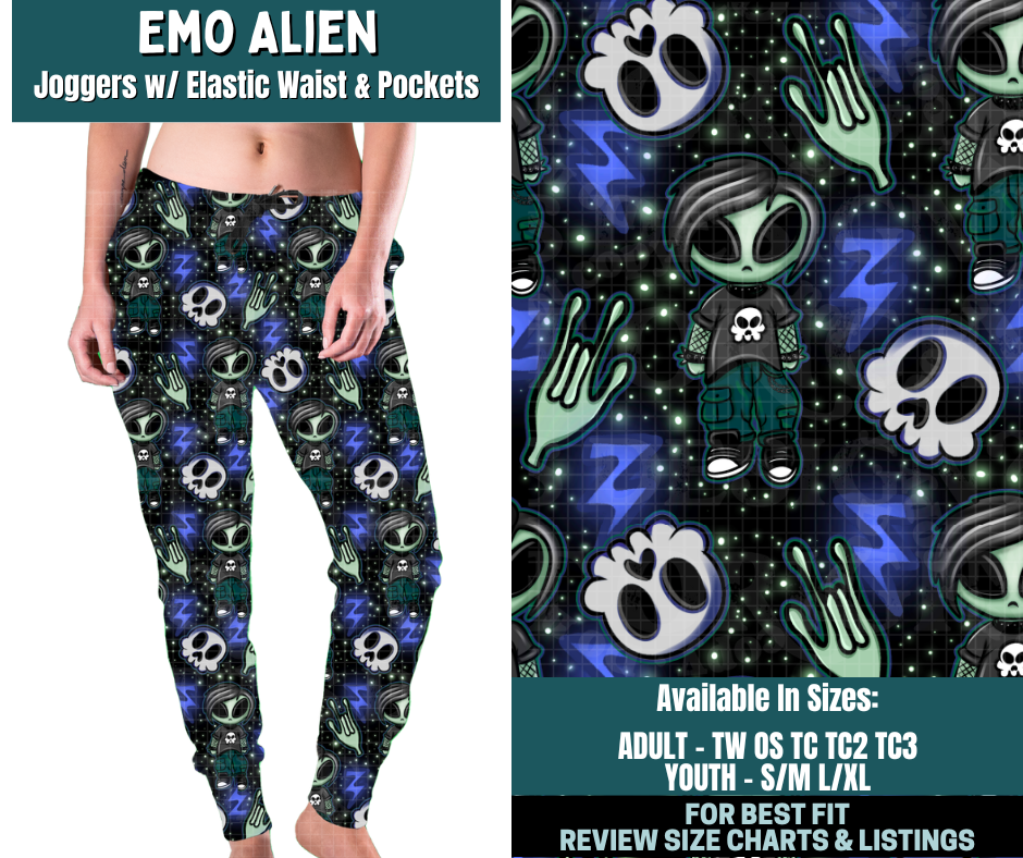 Preorder! Closes 2/5. ETA May. Emo Alien Joggers
