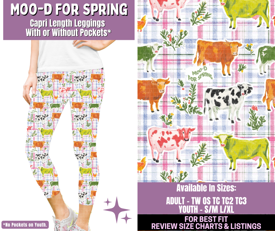 Preorder! Closes 1/14. ETA April. Moo-d For Spring Capri Length Leggings w/wo Pockets