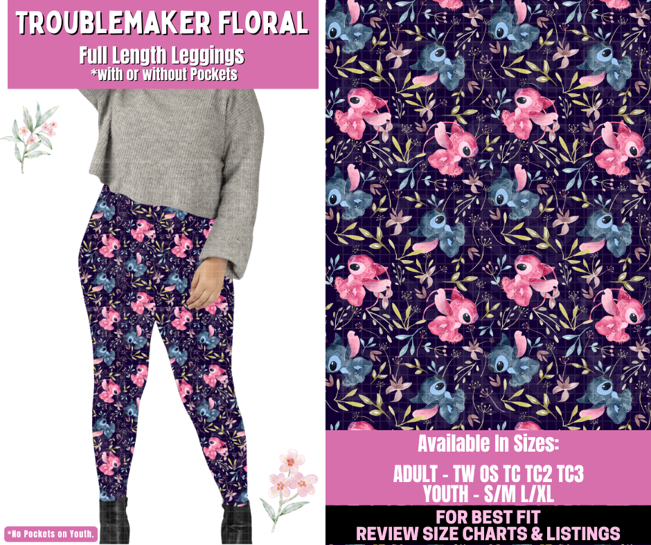 Preorder! Closes 1/12. ETA March. Troublemaker Floral Full Length Leggings w/wo Pockets