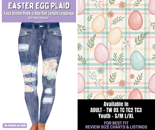 Preorder! Closes 1/22. ETA April. Easter Egg Plaid Full Length Faux Denim Peekaboo