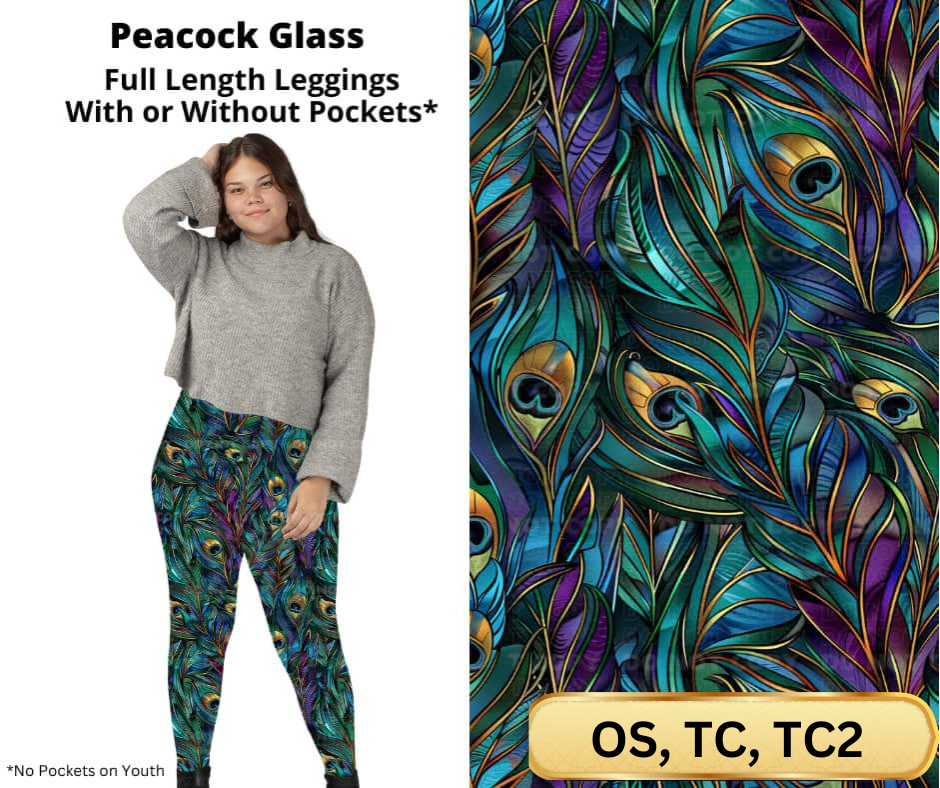 Peacock Glass Full Length Leggings w/ Pockets