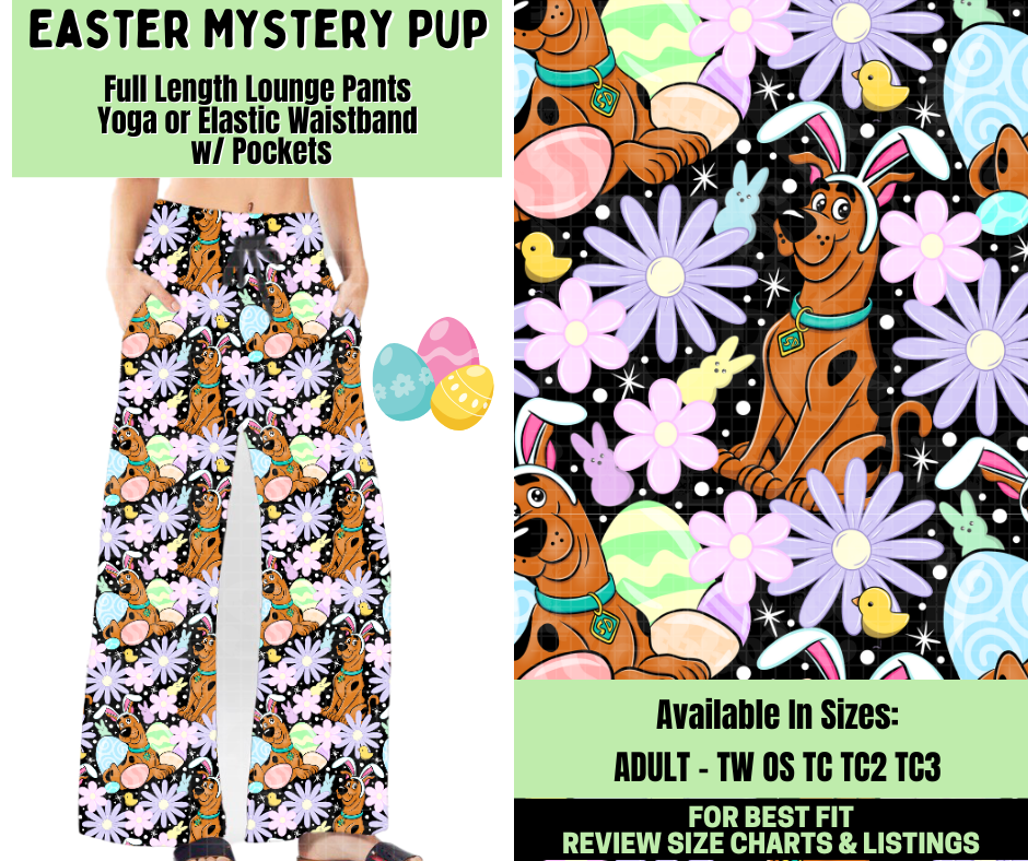 Preorder! Closes 1/19. ETA April. Easter Mystery Pup Full Length Lounge Pants