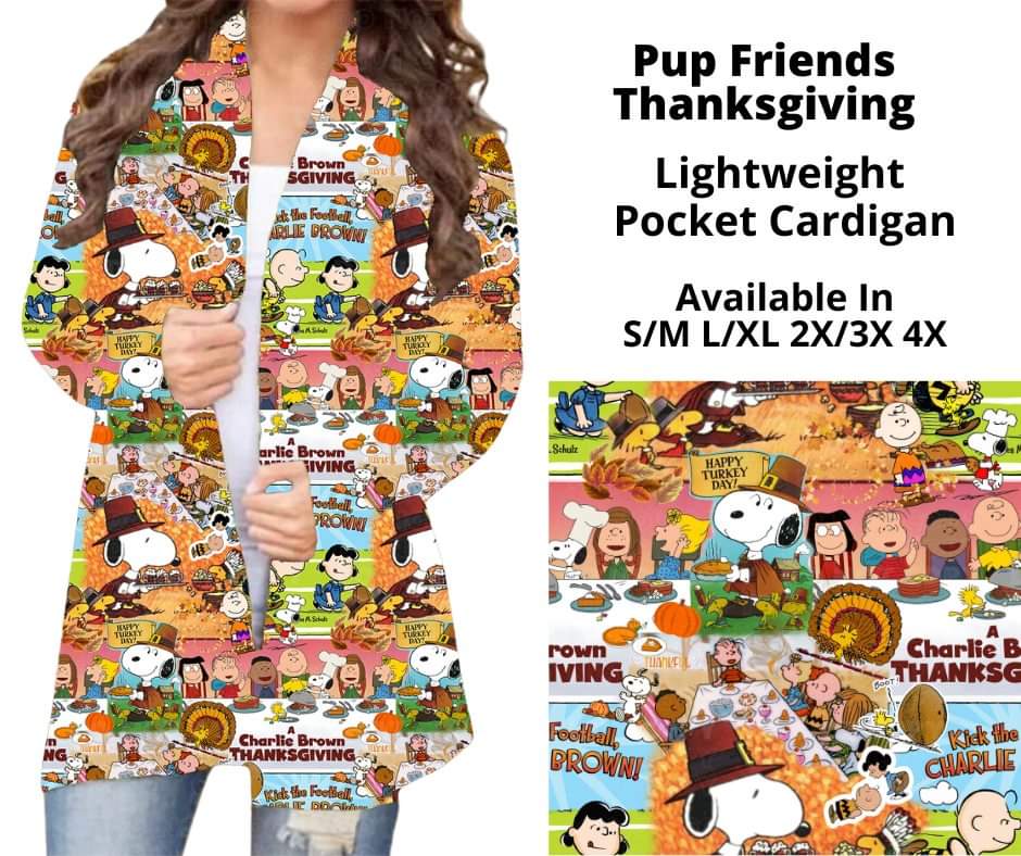 Pup Friends Thanksgiving Pocket Cardigan